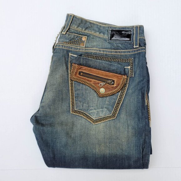 New Men's ROBIN'S JEAN sz 44 Indian Straight Studded Jeans